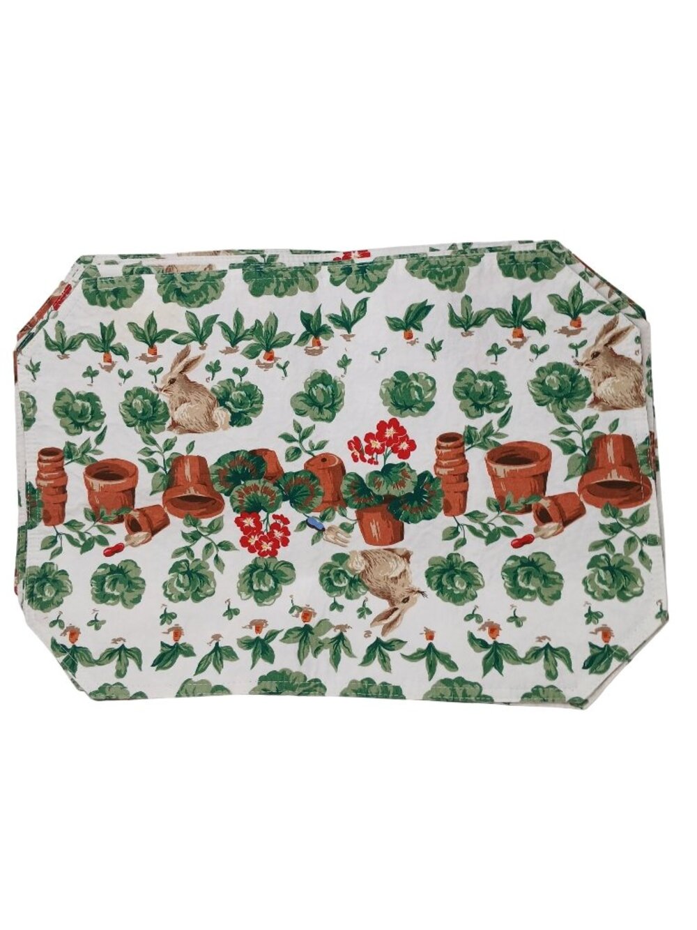 11 VTG Bunny Garden Placemat Set Wilton Court Reversable Cottage Farm Core #D46